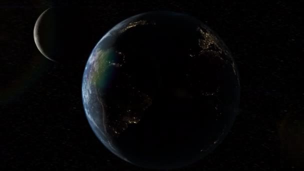 Earth Moon Sun Space Movement Flare — Stockvideo
