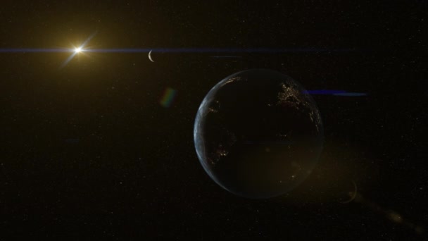 Earth Moon Sun Space Movement Flare — Stock video