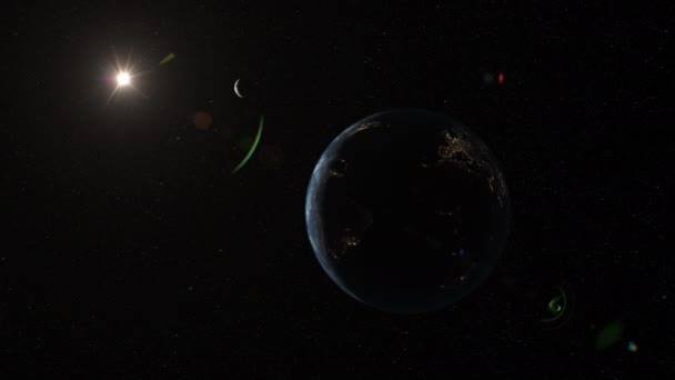 地球や月や太陽は宇宙運動のフレアで — ストック動画