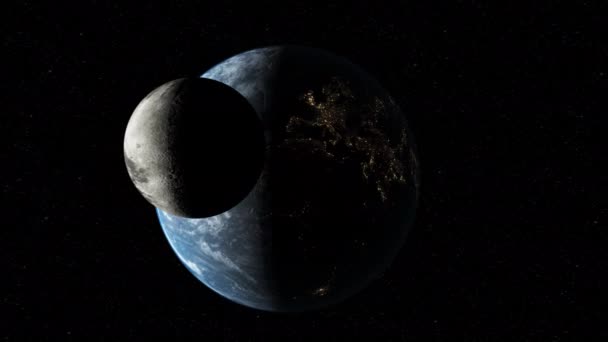 Tierra Luna Sol Llamarada Movimiento Espacial — Vídeos de Stock