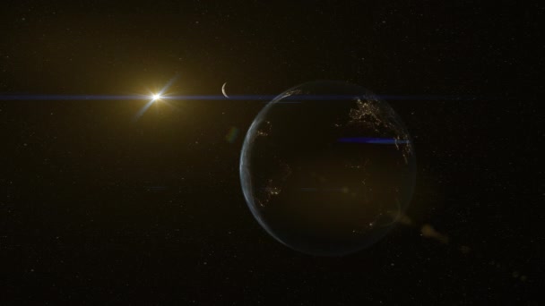 Earth Moon Sun Space Movement Flare — Vídeo de Stock