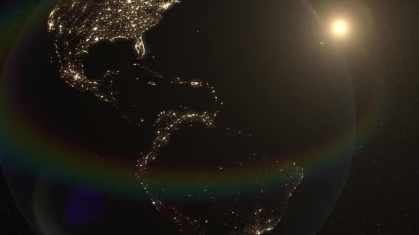 宇宙フレア地球軌道からの日の出 — ストック動画