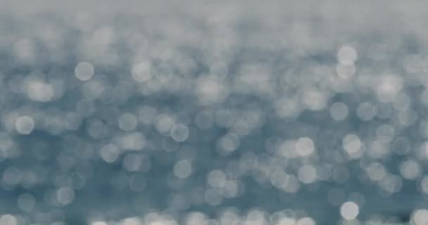 Blurred Blue Bokeh Ocean Waves Abstract Background Focus Flickering — Vídeo de stock