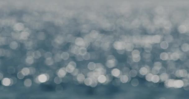 Niewyraźne Niebieski Bokeh Ocean Fale Abstrakcyjne Tło Ostrość Migotanie — Wideo stockowe