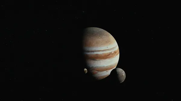 Jüpiter uzay yörüngesinde sinematik görünüm 4k uydularla