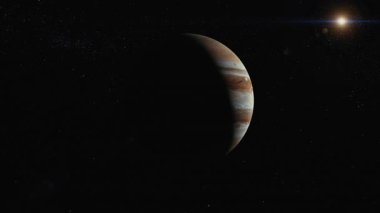 Jüpiter uzay yörüngesinde sinematik görünüm 4k uydularla