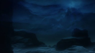 Muhteşem tepe ve sisli gece manzarası