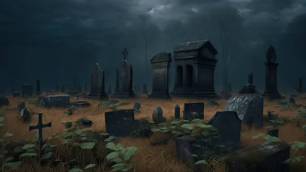 the dark ancient cemetery