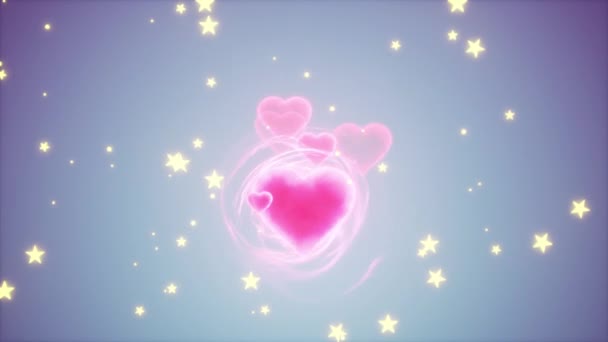Abstrakcyjne Serca Miłości Tle Sztuki Gwiazdy — Wideo stockowe