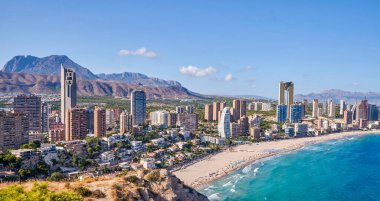 Benidorm Panoraması. Costa Blanca 'nın başkenti, Alicante, İspanya