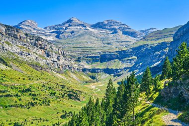 Pireneler 'deki Ordesa vadisi. Ordesa y Monte Perdido Ulusal Parkı, Huesca, Aragon Topluluğu, İspanya