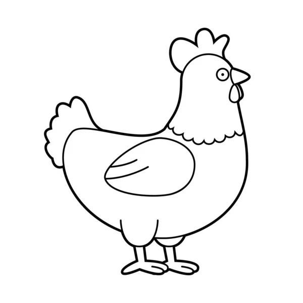 Illustrazione Vettoriale Del Fumetto Colorazione Facile Pollo — Vettoriale Stock