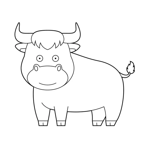 Easy Coloring Cartoon Vector Illustration Bull — Stock Vector