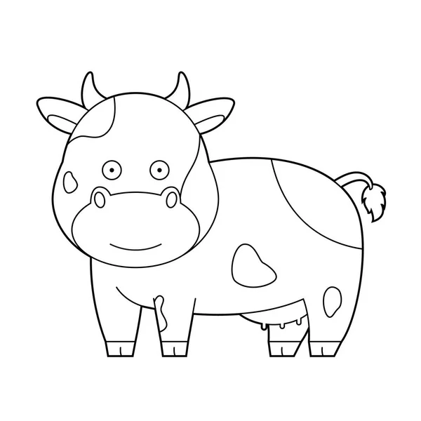 Fácil Para Colorear Ilustración Vectorial Dibujos Animados Una Vaca — Archivo Imágenes Vectoriales