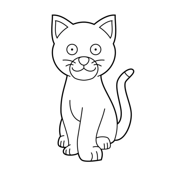 Fácil Para Colorear Ilustración Vectorial Dibujos Animados Gato — Vector de stock