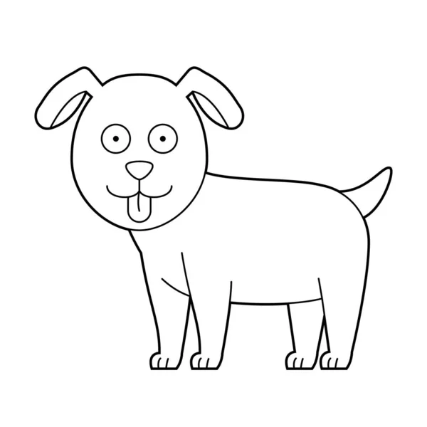Εύκολος Χρωματισμός Εικονογράφηση Φορέα Κινουμένων Σχεδίων Ενός Σκύλου — Διανυσματικό Αρχείο
