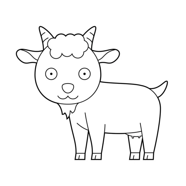 Desenho Animado Coloração Fácil Ilustração Vetorial Uma Cabra —  Vetores de Stock