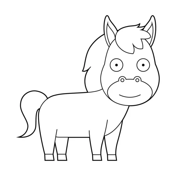 Easy Coloring Cartoon Vector Illustration Horse — Stock Vector