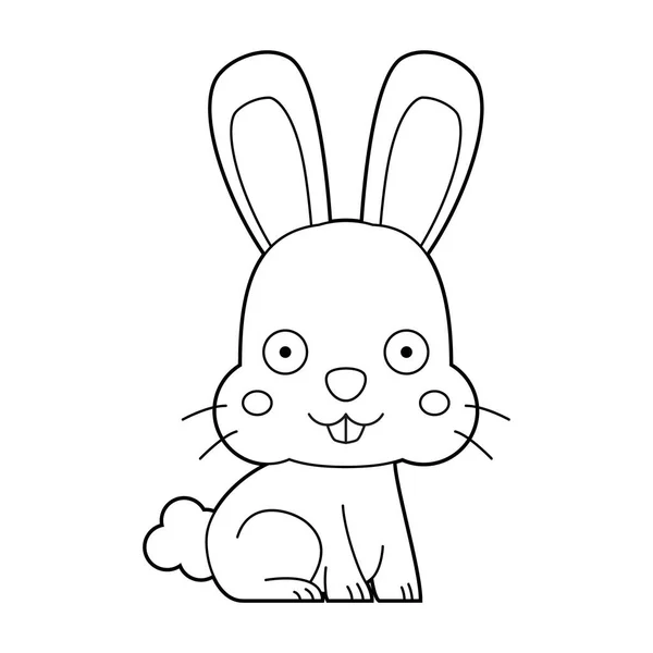 Easy Coloring Cartoon Vector Illustration Rabbit — Stock Vector