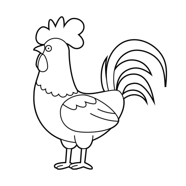 Fácil Para Colorear Ilustración Vectorial Dibujos Animados Gallo — Vector de stock