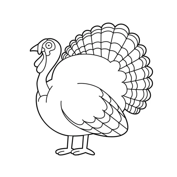 stock vector Easy coloring cartoon vector illustration of a turkey