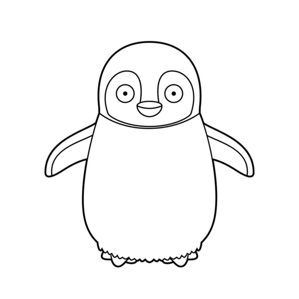 Illustrazione Vettoriale Del Fumetto Colorazione Facile Pinguino Del Bambino — Vettoriale Stock