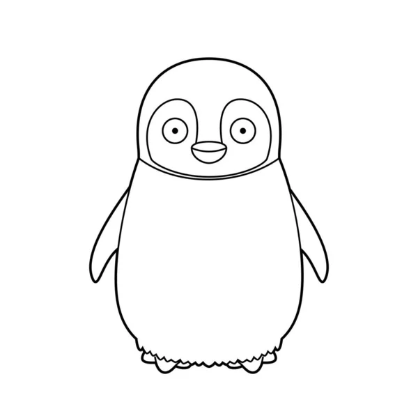 Easy Coloring Cartoon Vector Illustration Baby Penguin — Stock Vector