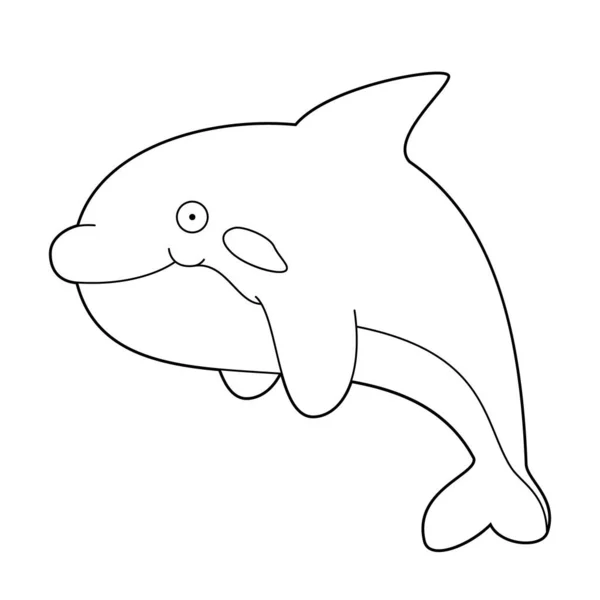 Εύκολος Χρωματισμός Εικονογράφηση Φορέα Κινουμένων Σχεδίων Μιας Φάλαινας Δολοφόνος — Διανυσματικό Αρχείο