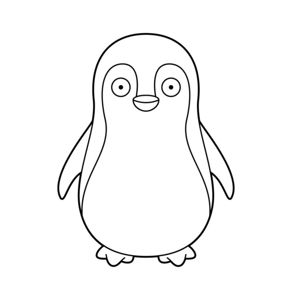 Egyszerű Színezés Rajzfilm Vektor Illusztráció Egy Pingvin — Stock Vector