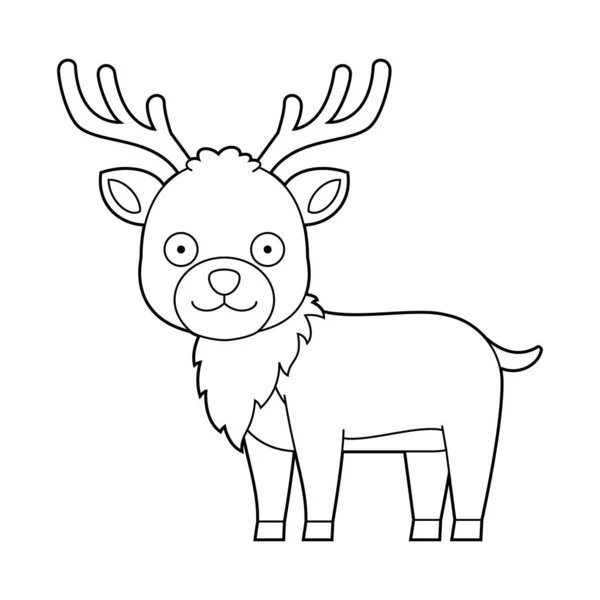 Easy Coloring Cartoon Vector Illustration Reindeer — Stock Vector