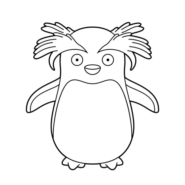 Eenvoudige Kleuren Cartoon Vector Illustratie Van Een Rockhopper Pinguïn — Stockvector
