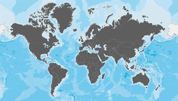 Ilustração Vetorial Mapa Mundial Branco Altamente Detalhada Camadas Editáveis Claramente — Vetor de Stock