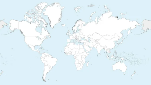 Mycket Detaljerad Tom World Map Vektor Illustration Redigerbara Och Tydligt — Stock vektor