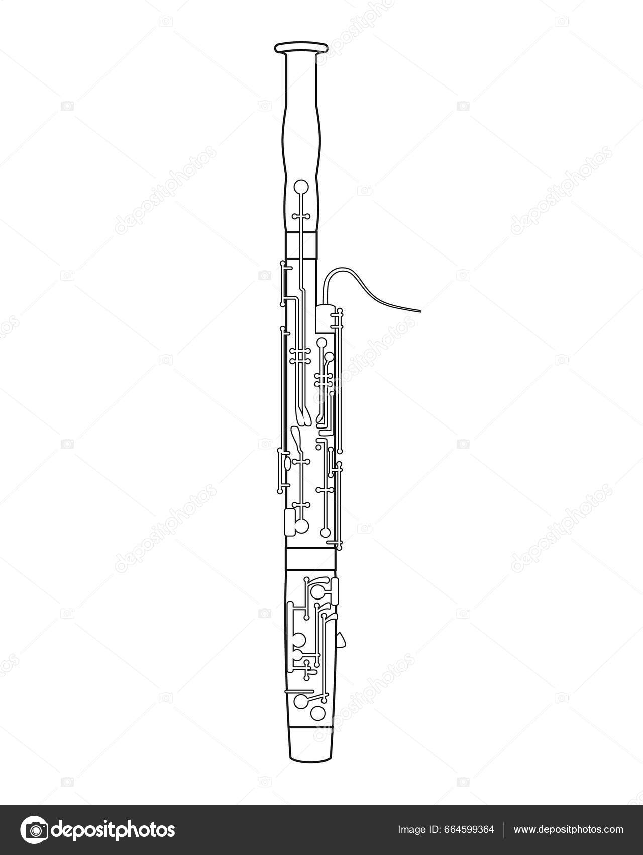 Easy Coloring Cartoon Vector Illustration Bassoon Isolated White Background  Stock Vector by ©asantosg 664599364, image size:1280x1700