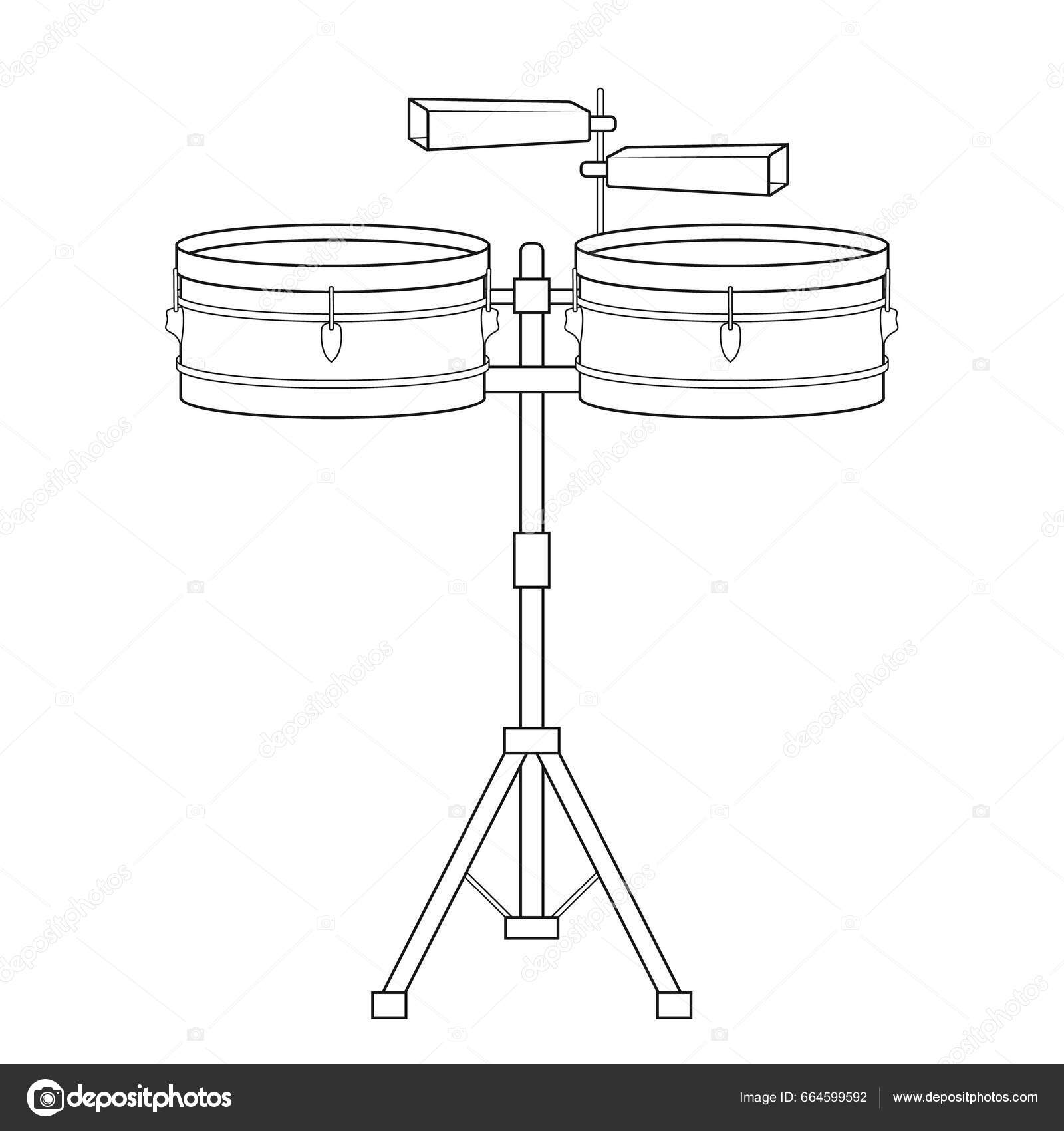 Desenho Animado Fácil Coloração Ilustração Timbales Isolados Fundo