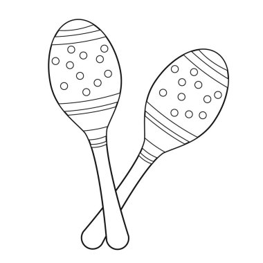 Beyaz arka planda izole edilmiş marakaların basit renkli çizgi film vektör çizimi