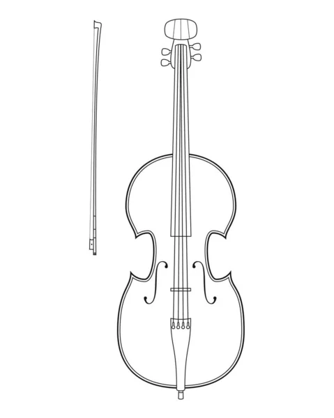 Einfache Färbung Cartoon Vektor Illustration Eines Cellos Isoliert Auf Weißem — Stockvektor