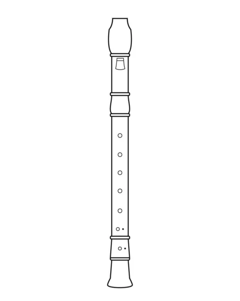 Jednoduché Zbarvení Kreslený Vektor Ilustrace Flétny Izolované Bílém Pozadí — Stockový vektor