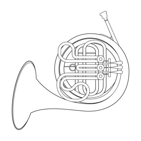Lätt Färg Tecknad Vektor Illustration Fransk Horn Isolerad Vit Bakgrund — Stock vektor