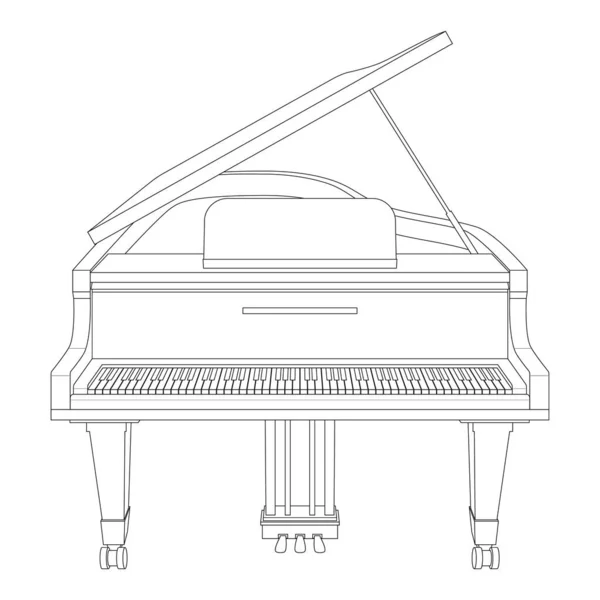 Легка Розмальовка Мультфільм Векторні Ілюстрації Великого Піаніно Ізольовані Білому Тлі — стоковий вектор