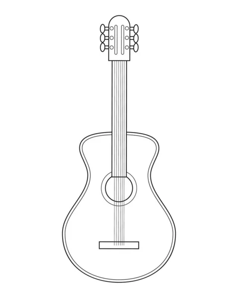 Beyaz Arkaplanda Izole Edilmiş Klasik Bir Gitarın Basit Bir Çizgi — Stok Vektör