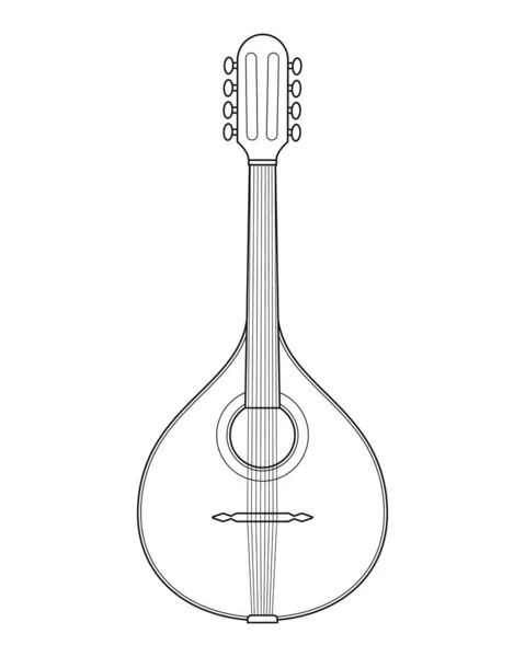 Einfache Färbung Cartoon Vektor Illustration Einer Mandoline Isoliert Auf Weißem — Stockvektor