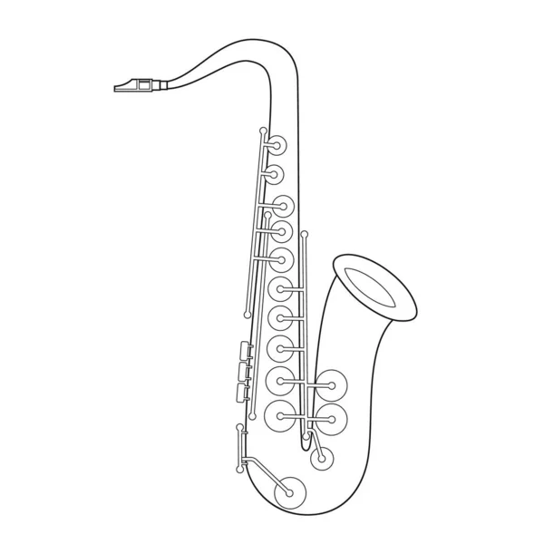 Desenho Animado Fácil Coloração Ilustração Vetorial Saxofone Isolado Fundo Branco — Vetor de Stock