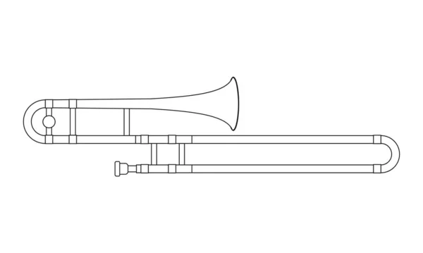 Легка Розмальовка Мультфільм Векторні Ілюстрації Тромбону Ізольовані Білому Тлі — стоковий вектор
