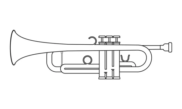 Fácil Para Colorear Ilustración Vectorial Dibujos Animados Una Trompeta Aislada — Vector de stock