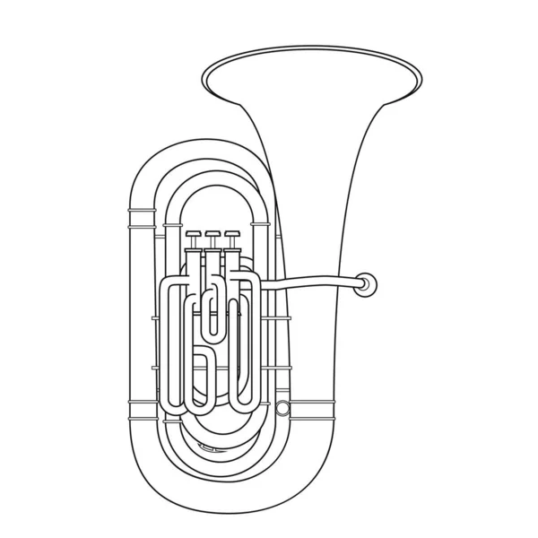Einfache Färbung Cartoon Vektor Illustration Einer Tuba Isoliert Auf Weißem — Stockvektor