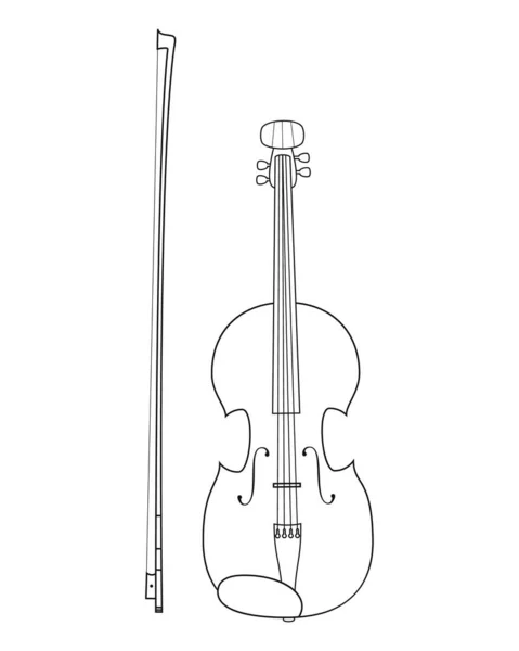 Einfache Färbung Cartoon Vektor Illustration Einer Geige Isoliert Auf Weißem — Stockvektor