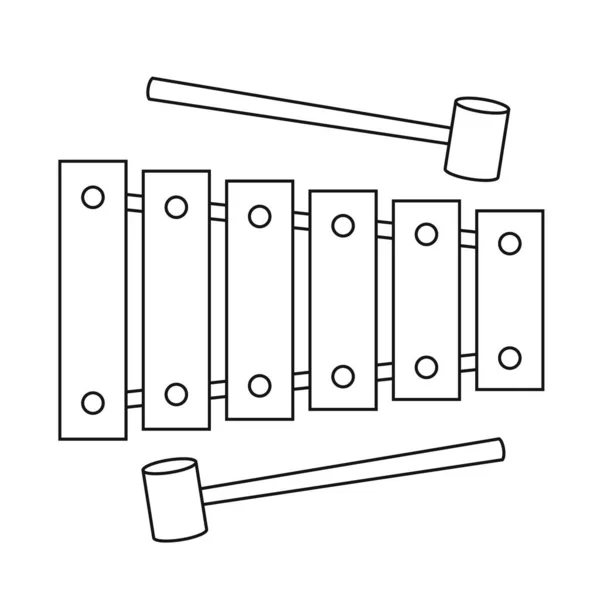 Jednoduché Zbarvení Kreslený Vektor Ilustrace Xylofon Izolované Bílém Pozadí — Stockový vektor