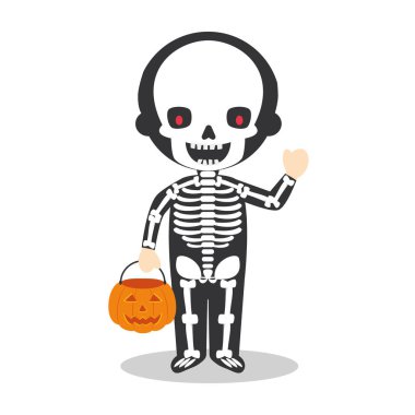 Cadılar Bayramı için bir iskeletin karikatür çizimi