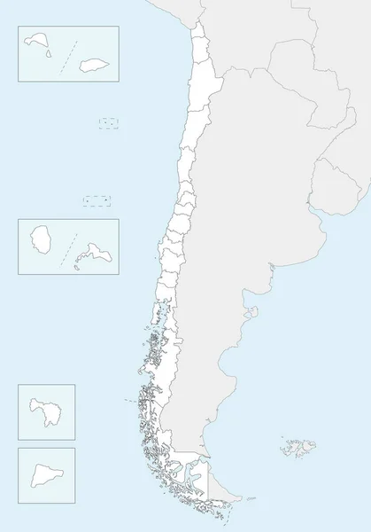 Peta Kosong Vektor Chili Dengan Wilayah Dan Wilayah Dan Pembagian Stok Ilustrasi Bebas Royalti